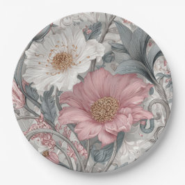 Plato De Papel Elise Pink & Grey Nouveau Garden