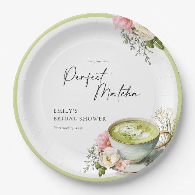 Plato De Papel Ella Encontró su Despedida de Soltera de Matcha Pe (Anverso)