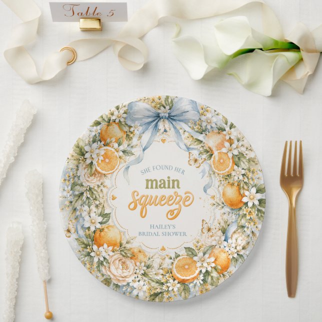 Plato De Papel Ella Encontró su Naranja Despedida de Soltera (Boda)