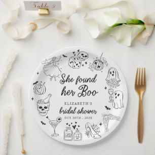 Plato De Papel Ella Encontró Su Novio Fantasma Floral Ducha Nupci