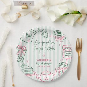Plato De Papel Ella Encontró Su Perfecta Té Verde Matcha para la