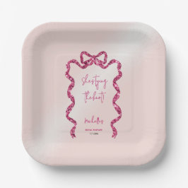 Plato De Papel Ella está atando el nudo purpurina de moda de la n