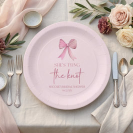 Plato De Papel Ella Está Atando El Nudo Rosa Arco Despedida de So