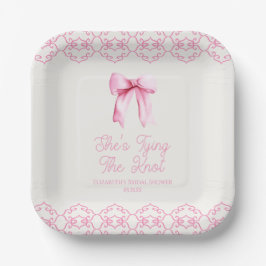 Plato De Papel Ella Está Atando El Nudo Rosa Arco Despedida de So