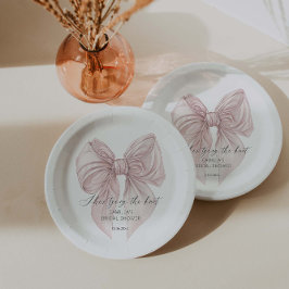 Plato De Papel Ella está atando la ducha de novias de vaca rosa K