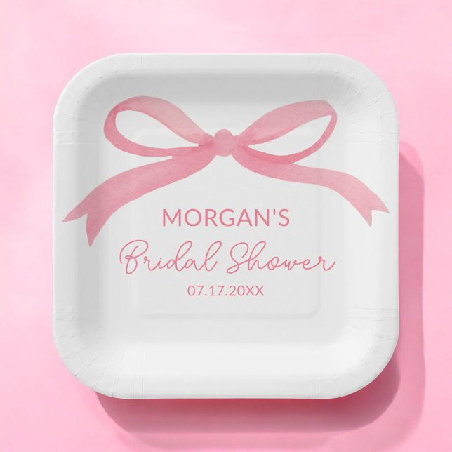 Plato De Papel Ella está atando la ducha de novias rosada Knot (Subido por el creador)