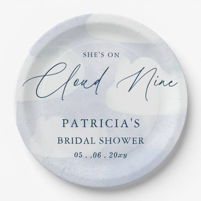 Plato De Papel Ella está en la ducha de novia Cloud Nine Bridal S (Anverso)