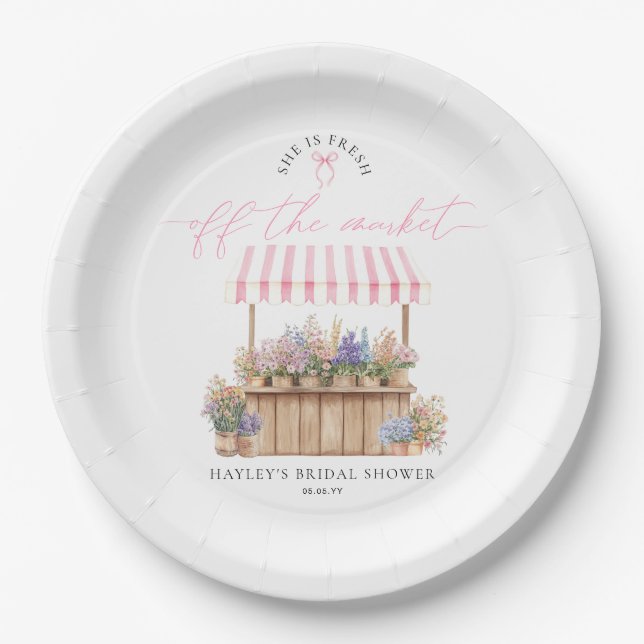 Plato De Papel Ella Está Fresca De Acaba De Salir Al Mercado Rosa (Anverso)