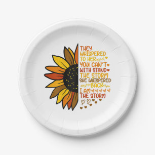 Plato De Papel Ella Susurró Que Yo Soy La Tormenta Funny Sunflowe