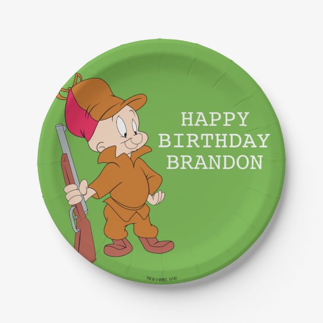 Plato De Papel ELMER FUDD™ | Con pistola (Anverso)