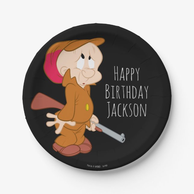 Plato De Papel ELMER FUDD™ | Pose Asustado (Anverso)