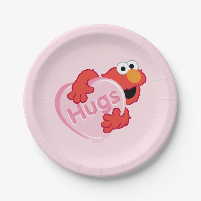 Plato De Papel Elmo "Abraza" Valentine Heart Candy (Anverso)