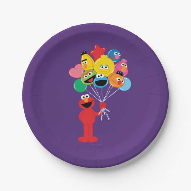 Plato De Papel Elmo Balloons (Anverso)