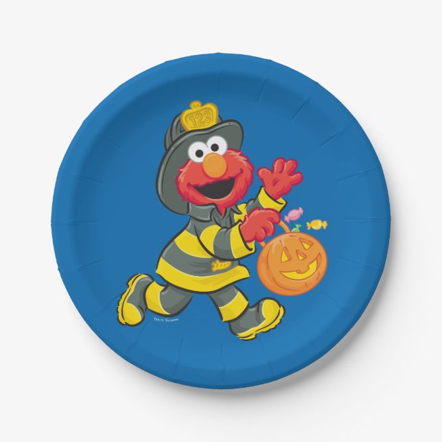 Plato De Papel Elmo | Disfraz de Fireman (Anverso)