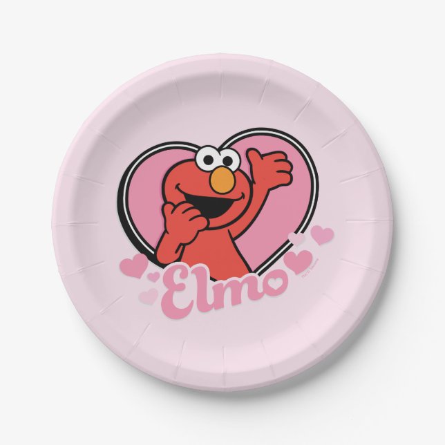 Plato De Papel Elmo en Heart Valentine (Anverso)