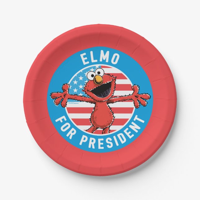 Plato De Papel Elmo para presidente - Bandera (Anverso)