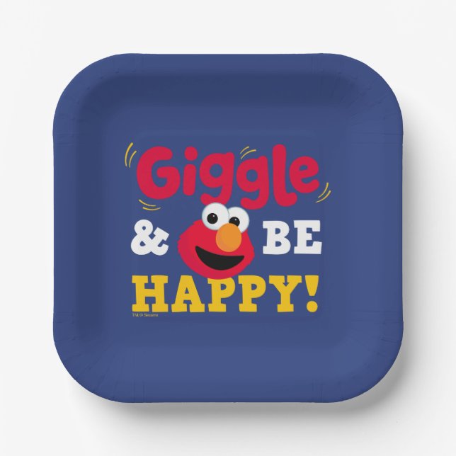 Plato De Papel Elmo Ríe y Sé Feliz (Anverso)