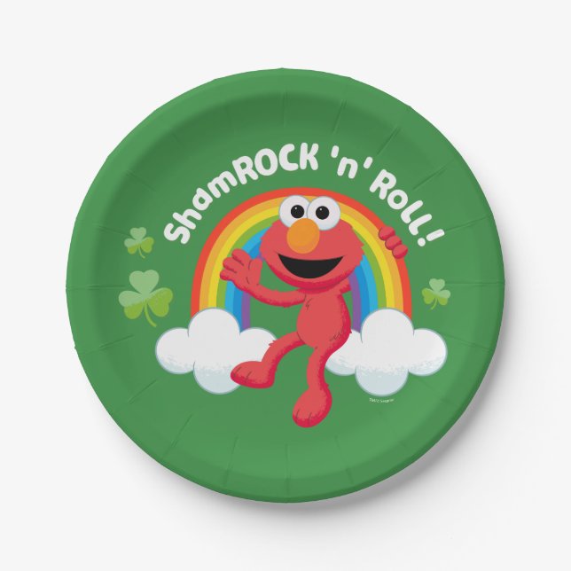 Plato De Papel Elmo | Shamrock 'n' Roll Arcoiris (Anverso)