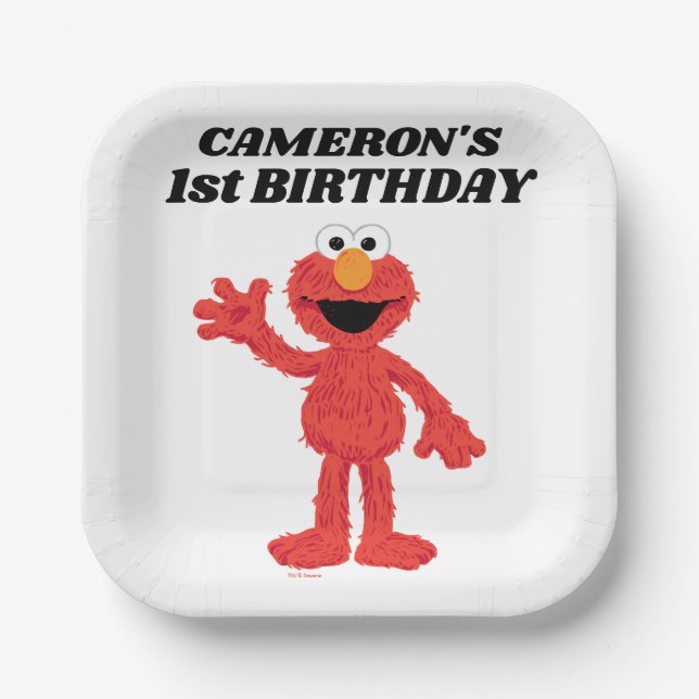 Plato De Papel Elmo simple 1er cumpleaños (Anverso)