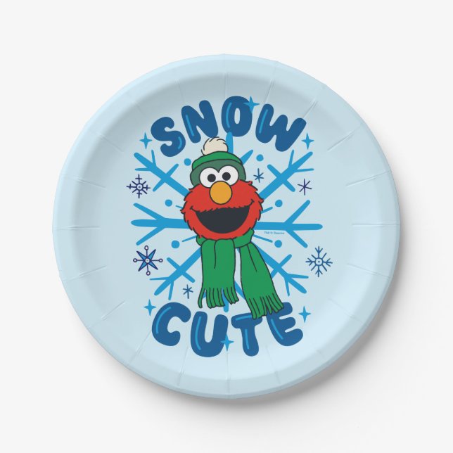 Plato De Papel Elmo Snow Cute (Anverso)