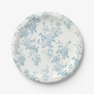 Plato De Papel Eloise Floral, azul polvo