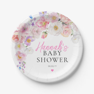 Plato De Papel Eloise Pink Floral Baby Shower