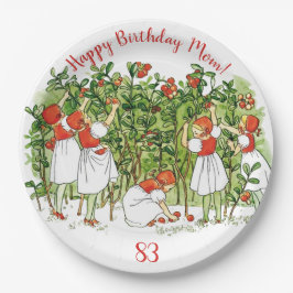 Plato De Papel Elsa Beskow Chica Cute Strawberry