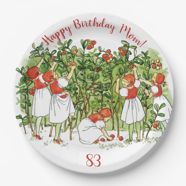 Plato De Papel Elsa Beskow Chica Cute Strawberry (Anverso)