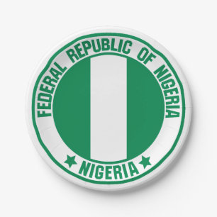 Plato De Papel Emblema redondo de Nigeria