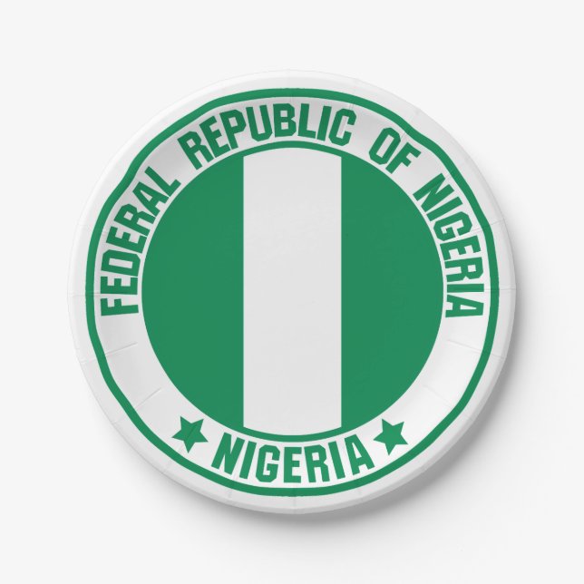 Plato De Papel Emblema redondo de Nigeria (Anverso)