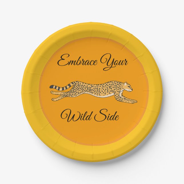 Plato De Papel Embrace Running Cheetah Paper Plates (Anverso)