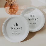 Plato De Papel EMELIA Boho Moderno Simple Oh Baby Baby Shower<br><div class="desc">Estos modernos y sencillos platos de papel para bebés de la colección Emelia son perfectos para una ducha mínima. El diseño en blanco y negro presenta una tipografía sin adornos con un estilo minimalista único. Personalice sus placas de ducha de bebé con el nombre de la futura madre y la...</div>
