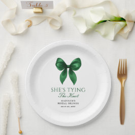 Plato De Papel Emerald Bow She's Tying the Knot Bridal Shower