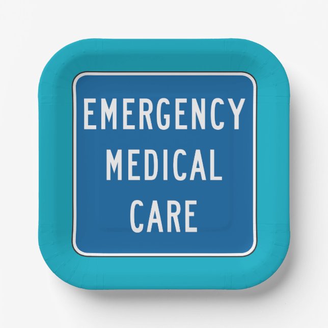 Plato De Papel Emergency Medical Care Road Sign (Anverso)
