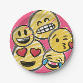 Plato De Papel Emoji de Doodle Personalizado Rosa Tween Adolescen