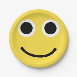 Plato De Papel Emoji de Emoticon Sonriente Feliz Cara Amarillo