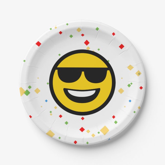 Plato De Papel Emoji de gafas de sol Guay (Anverso)