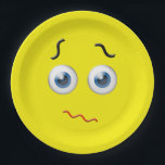 Plato De Papel Emoji desconcertada<br><div class="desc">Estas placas de fiesta de papel presentan un diseño de emoji desconcertada.</div>