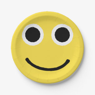 Plato De Papel Emoji Emoticon Sonriente Feliz Cara Amarilla