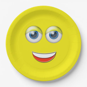 Plato De Papel Emoji feliz de la cara