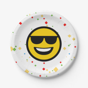 Plato De Papel Emoji fresca de las gafas de sol
