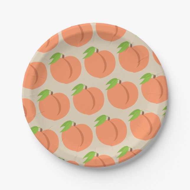 Plato De Papel Emoji meridional del melocotón - fuente de la (Anverso)