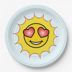 Plato De Papel Emoji Sol de Amor