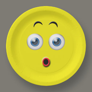 Plato De Papel Emoji sorprendida