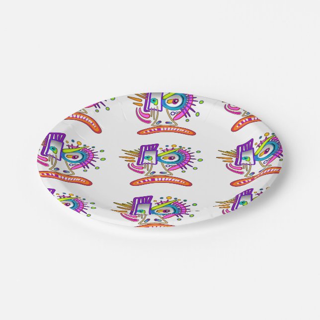 PLATO DE PAPEL EMOJI TRIBAL FROWNIE MEEMOGIE (Angular)
