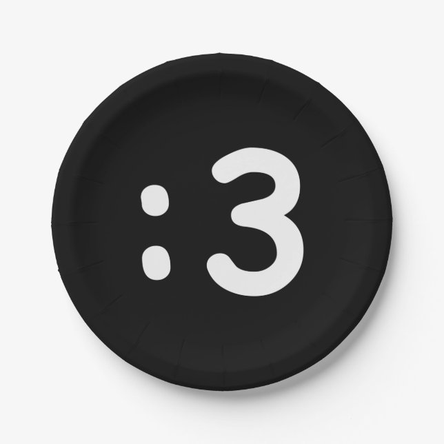 Plato De Papel Emoticon cara de gato :3 (Anverso)