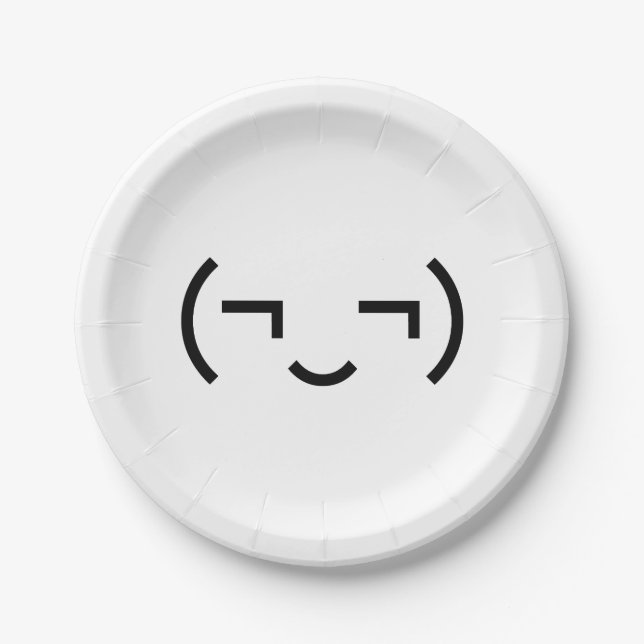 Plato De Papel Emoticon smug (‿) Kaomoji japonés (Anverso)