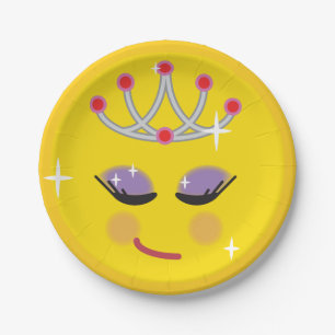Plato De Papel Emoticono de Princesa Brillante