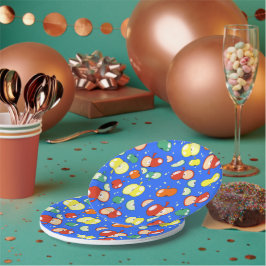 Plato De Papel Empecemos el Fiesta - Pop Apple con azul