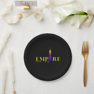 Plato De Papel Empire State Building-New York-Vibrant Gold